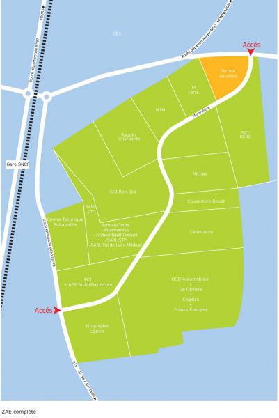 plan de la zone activité le Cretinay à Sorigny
